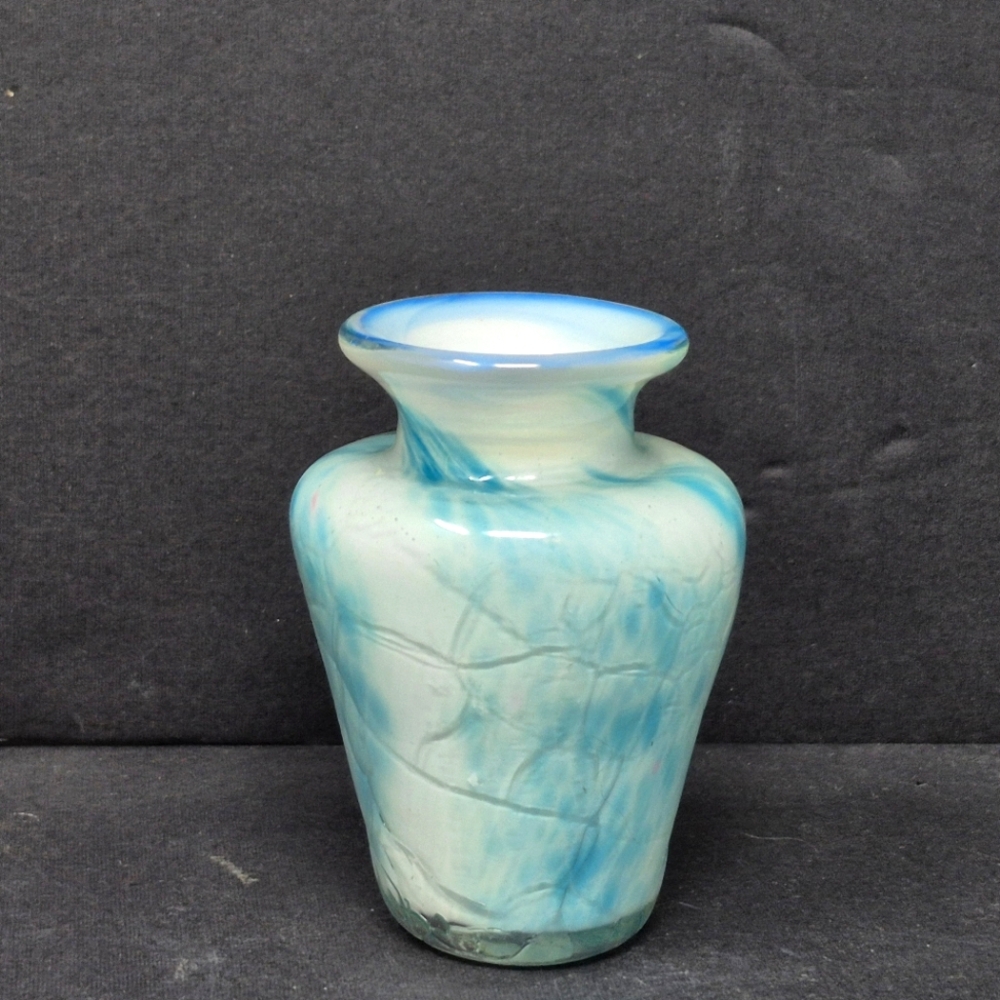Blue And White Art Glass Mini Vase